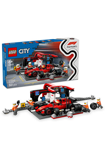 LEGO ® City F1 Pit Stop & Pit Crew with Ferrari Car 60443 Building Set for 6+ Year Old Kids (322 P)