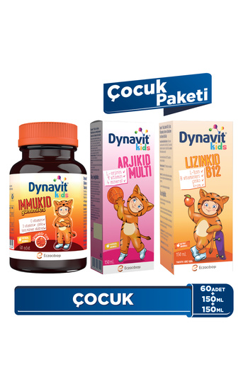 Dynavit Kids Immukid Gummies & Arjikid & Lizinkid - Children's Package