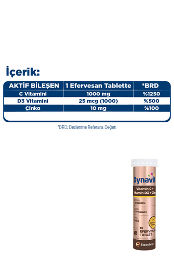Dynavit Vitamin C Vitamin D3 Zinc 15 Effervescent&Immukid Gummies 60 Chewable Gummy-Family Immunity Package