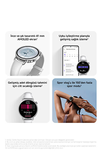 Xiaomi Watch S4 41mm Akıllı Saat Siyah Floroelastomer Kauçuk Kayış (Xiaomi Türkiye Garantili)