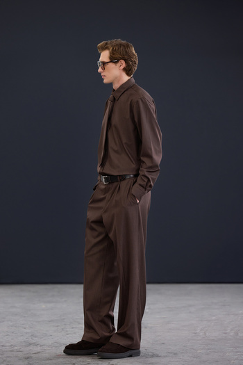 Trendyol Collection Ανδρικό παντελόνι Trendyol Studio Brown TMNAW26PL00006