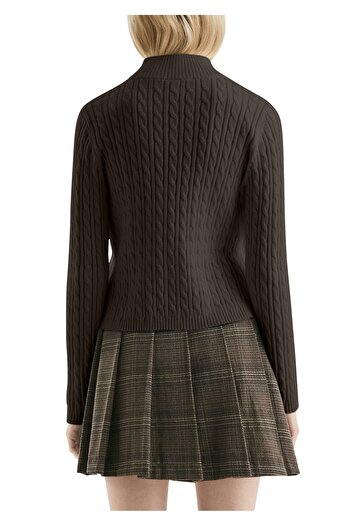 QS by s.Oliver Fitted Sweater with Cable Knit Pattern