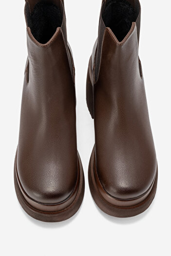 LuviShoes Γυναικείες μπότες με τακούνι EMMA Brown Skin