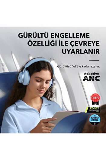 Anker Soundcore Space One Kulak Üstü Bluetooth Kulaklık - Gökyüzü Mavisi - Mavi - A3035
