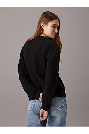 Calvin Klein Women's Brand Logo Black Sweatshirt Suitable for Daily Use J20J222548 Beh
