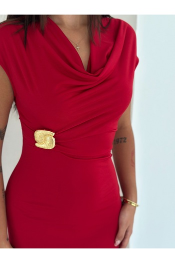 fiolin Draped Neckline (Madonna Neckline and Low Armhole Adjustable Neckline) Accessory Detail Draped Dress