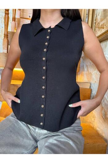 QBZ VESTĂ DE TRICOLOGIE SLIM FIT CU GOLĂ DE CAMĂȘĂ