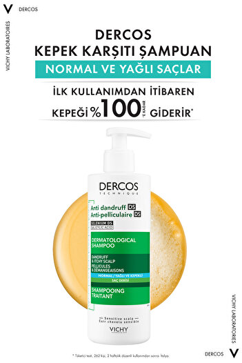 Vichy Dercos Normal ve Yağlı Saçlar için Kepek Karşıtı Şampuan 390 ml