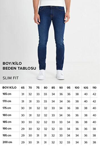 ALTINYILDIZ CLASSICS Erkek Mavi Slim Fit Dar Kesim 5 Cep Pamuklu Denim Jean Kot Pantolon