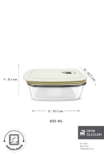 Karaca Cream Vacuum Lid Glass Storage Container 0.83 Lt