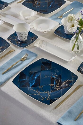 Karaca Fine Pearl Midnight 26 Pieces Pearl Breakfast Set for 6 People Square