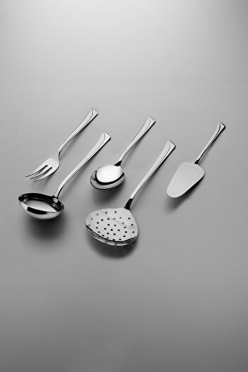 Nehir Maxi Simple 5 Piece Stainless Steel Serving Set