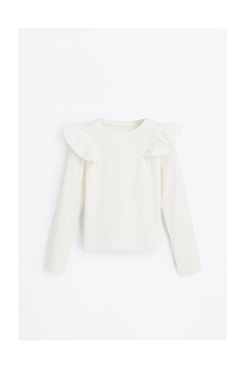 LEFTIES Kids Ribbed T-Shirt with Ruffles
