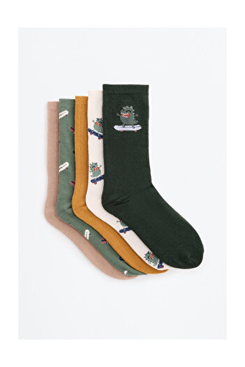 LEFTIES Kids 5-Pack of Long Monster Socks