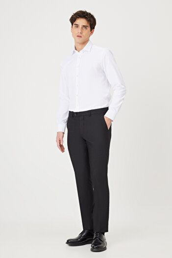 AC&Co / Altınyıldız Classics Erkek Siyah Slim Fit Dar Kesim Klasik Yan Cep Pantolon