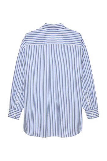 Tommy Hilfiger Women's Striped Long Sleeve Cotton Shirt – Blue White