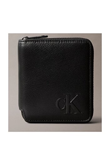 Calvin Klein Men Black Leather Zip Bifold Wallet