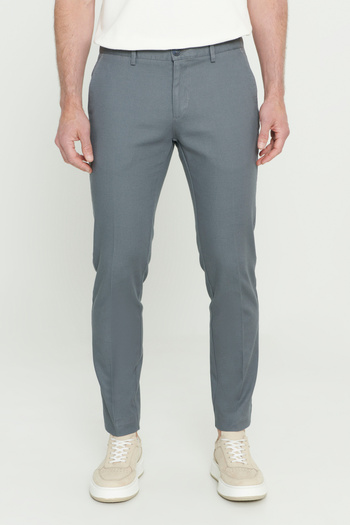 ALTINYILDIZ CLASSICS Men's Grey-blue Slim Fit Slim Fit Dobby Flexible Casual Trousers