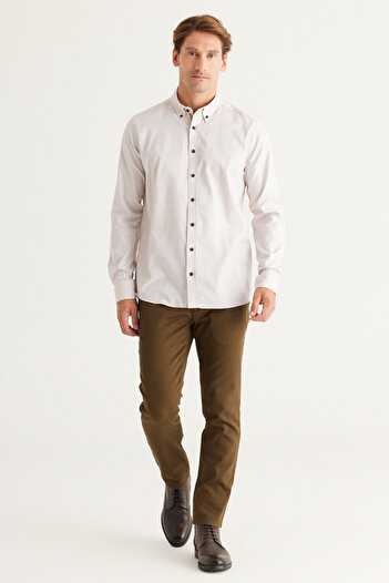ALTINYILDIZ CLASSICS Ανδρικό ελαστικό βαμβακερό παντελόνι Khaki Slim Fit με πλαϊνές τσέπες