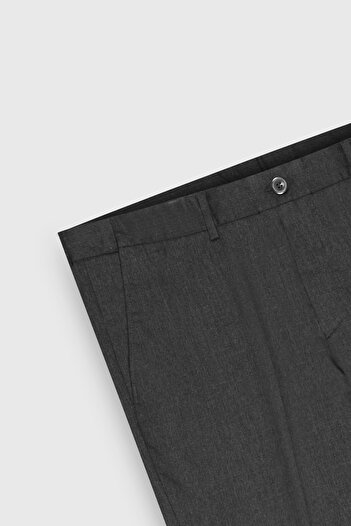 ALTINYILDIZ CLASSICS Erkek Gri Yünlü Flanel Slim Fit Dar Kesim Beli Gizli Lastikli Yan Cep Klasik Pantolon