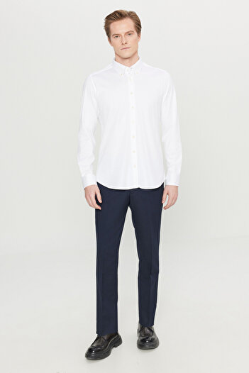 AC&Co / Altınyıldız Classics Erkek Lacivert Slim Fit Dar Kesim Esnek Klasik Pantolon