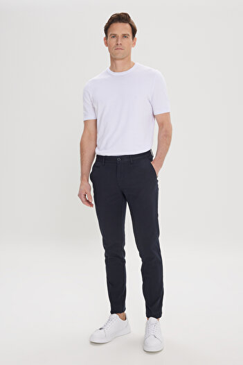 ALTINYILDIZ CLASSICS Černé Slim Fit Stretch Bavlněné pánské kalhoty - boční kapsa a Dobby