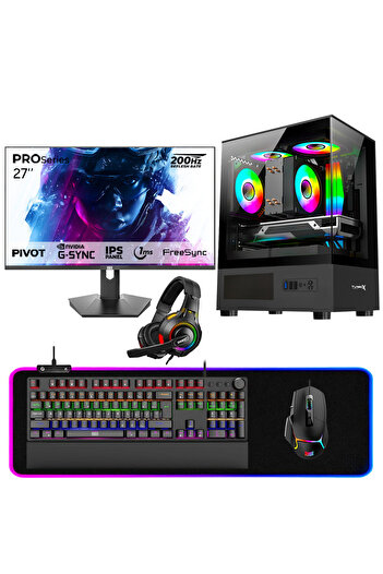 DRAGOS DRx6885 Ryzen 7 5700X 32GB Ram 1TB NVMe RTX3050 27 inç 200HZ Pivot Oyuncu Masaüstü Bilgisayarı