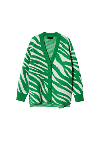 MANGO Woman Green Women's Cardigan37065929