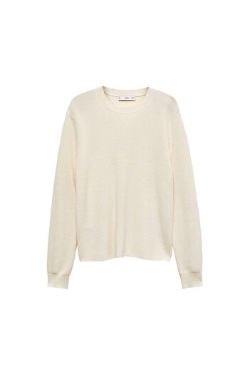 MANGO Woman Round Neck Cotton Linen Knitwear Sweater