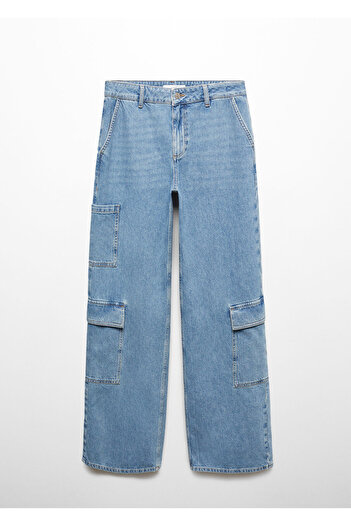 MANGO Woman Pantaloni cargo largi, cu buzunare