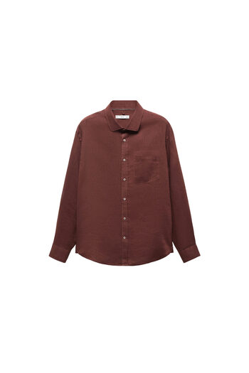 MANGO Woman Men's Burgundy Shirt 67045982