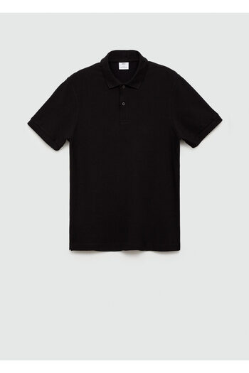 MANGO Men's Black Polo Neck T-Shirt 77290584
