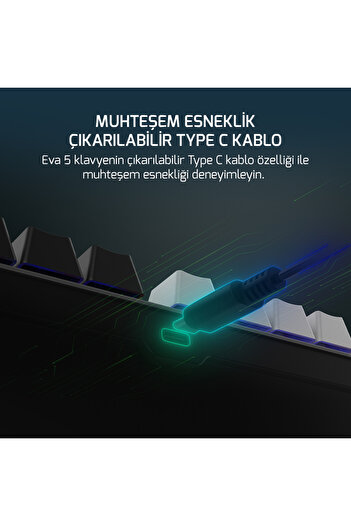 GamePower Eva 5 60M Mekanik Red Switch Türkçe Q 88 Tuş USB Gaming Klavye - 3 Yıl Garantili