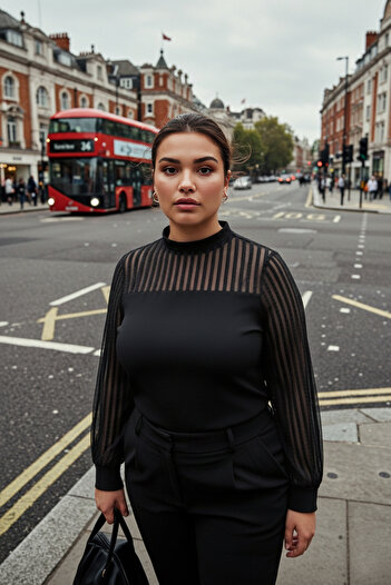 Trendyol Curve Black Stand Collar Lace Fitted Bodysuit Knitted Plus Size Blouse Tbbaw25Af00010