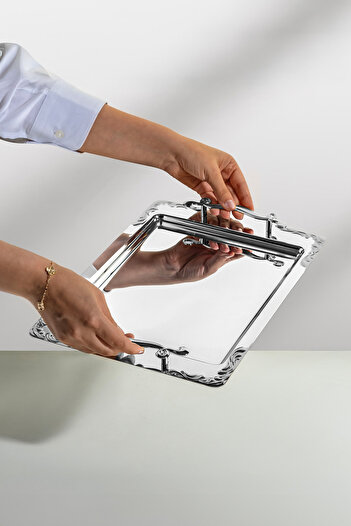 Nehir Lalezar Plain Steel Tea Tray