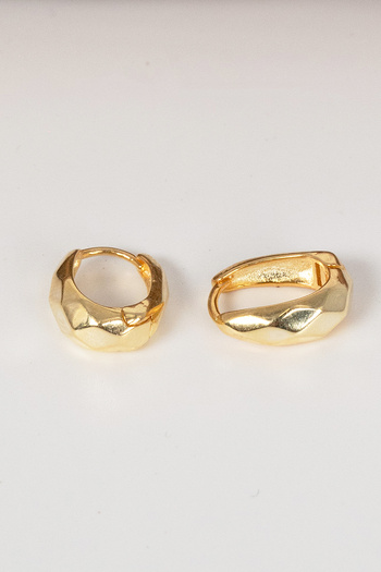 Söğütlü Silver 925 ayar Gümüş altın yaldızlı desenli italyan modeli U halka küpe SGTL13071GOLD