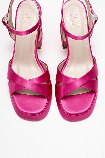 LuviShoes Lello Fuchsia Satin Women's Heeled Shoes