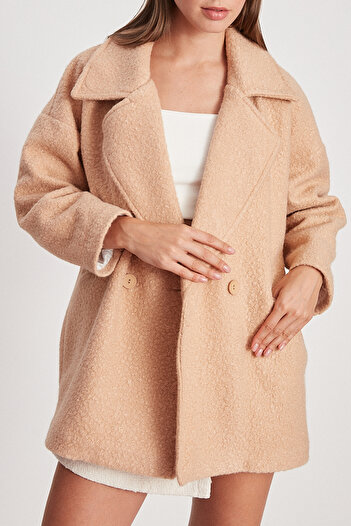 Trendyol Collection Mink Boucle Double Breasted Oversize Midi Coat Twoaw26Kb00070