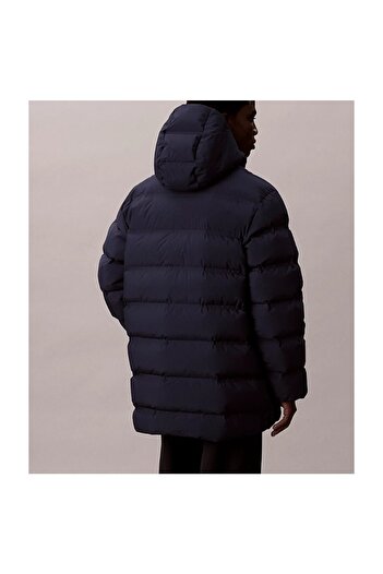 Calvin Klein LS BONDED CHNNLD DLOUHÁ BUNDA S KAPUCÍ A NAPNUTÝM STŘIHEM