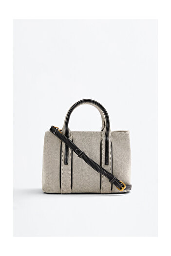 LEFTIES Woman Contrast Double Handle Canvas Crossbody Bag