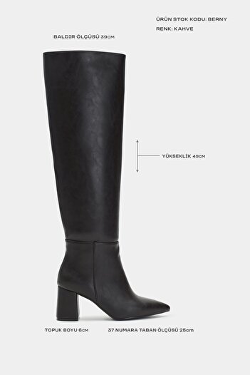 NİŞANTAŞI SHOES Dámské kozačky na podpatku Berny Brown s matnou špičatou špičkou