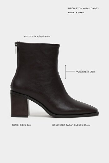 NİŞANTAŞI SHOES Γυναικείες μπότες με τακούνι Casey Brown ματ με λεπτομέρεια με φερμουάρ πίσω