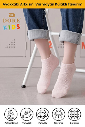 Dore Original 3 Pairs Premium Cotton Skin-Friendly Ear-Shape Comfort Model Children's Booties Socks