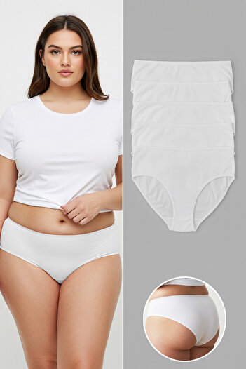 Trendyol Curve Weiße 5er-Packung klassischer Baumwoll-Slips mit hoher Taille in Übergröße TBBSS25CM00013