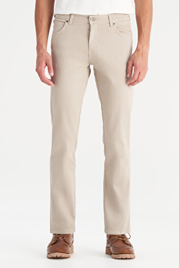 WRANGLER Texas Slim Fit Slim Fit Regular Waist Slim Leg Stretchy Beige Men's Trousers