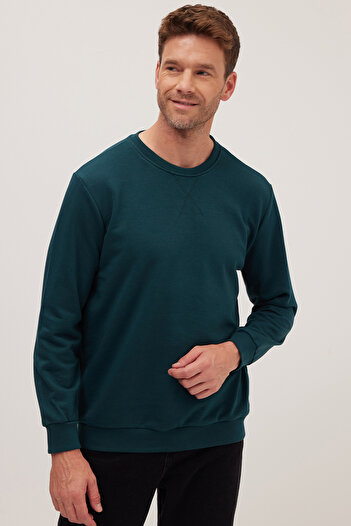 Tudors Unisex Relax Fit Comfortable Cut 100% Cotton Basic Green Crew Neck Sweatshirt