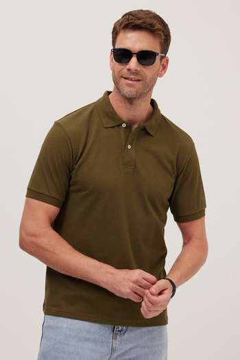 Tudors Men's Slim Fit Slim Fit Cotton Soft Texture Cool-Keeping Fabric Plain Pique Polo Neck T-Shirt