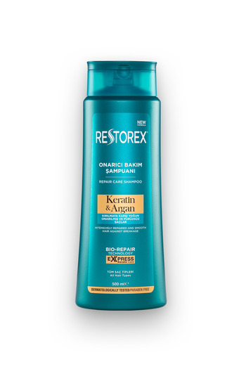 Restorex Sampon reparator cu cheratina si argan pentru par rupt si deteriorat 500 ml