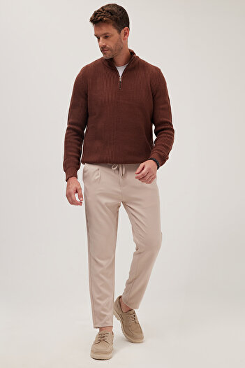 Tudors Men's Slim Fit Slim-Fit Elasticated Stone Trousers with Lace-Up Detail