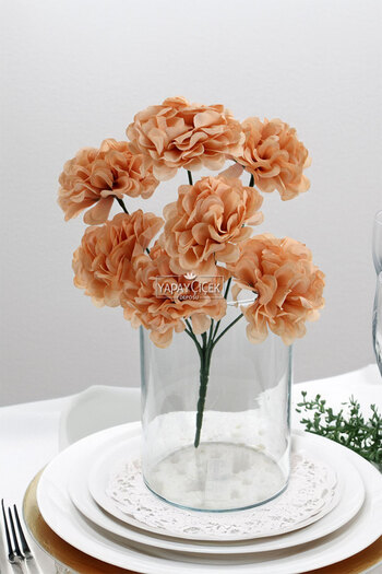 Yapay Çiçek Deposu Artificial Flower 7 Branches Eco Chrysanthemum Bunch 30 cm Pastel Peach